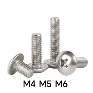 10 x M4 M5 M6 Button Head Screws Phillips Dome Bolts 201 Stainless Steel - Picture 1 of 3