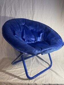 Kids Solid Faux Fur Saucer Chair In Navy
