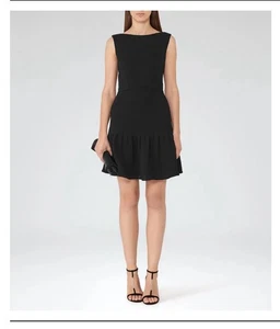 Reiss Black Marisa Dress 12 Sleeveless A-line Mini - Picture 1 of 20