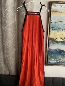 VICTORIA BECKHAM  Orange Berry Black Long  Dress Women Sleeveless US Sz 8 - Picture 1 of 14