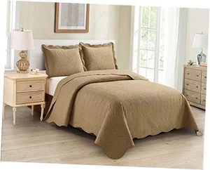 3pc King/Cal King Over Size Luxury Embossed Bedspread Set Light Weight Solid - Picture 1 of 3