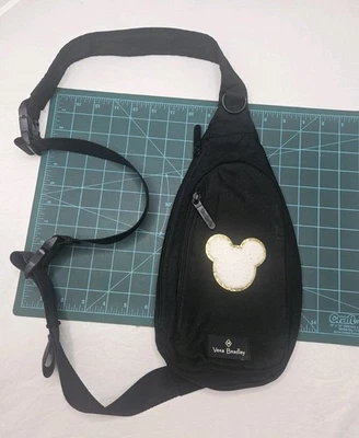 Vera Bradley Sling Backpack Bag Travel Black w/ Floral Lining - Image 1 of 4