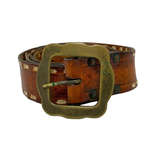 Autentica DSQUARED2 Cintura ferramenta in pelle marrone oro