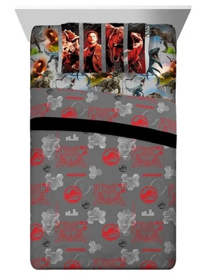 Juego completo de sábanas de microfibra Jurassic World para niños, sábanas gris dinosaurio Foto 1 de 3