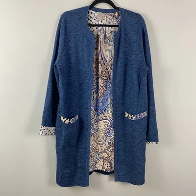 Cárdigan Chicos Paisley Estampado Leopardo Detalle Mujer 2 EE. UU. Grande Frente Abierto Foto 1 de 4