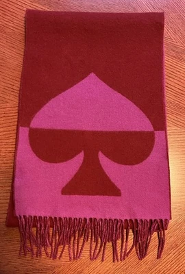 KATE SPADE Wool/Cashmere Oversized Oblong Scarf w/Fringe Red/Pink One Size - Image 1 of 4