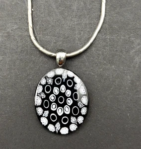 Sterling Silber 925 Glas Millefiori Anhänger an ausgefallener Schlange 925 Kette Halskette - Bild 1 von 7