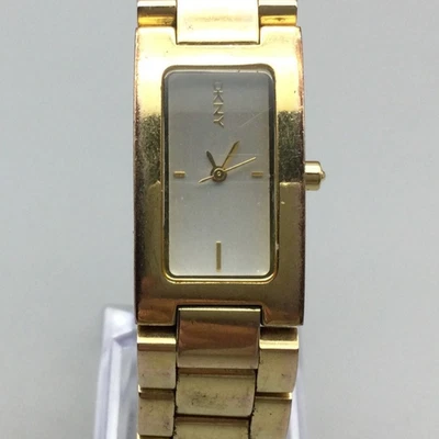Vintage DKNY Watch Womens Rectangular Stainless Steel Gold Tone 19mm New Battery - image 1 of 4
