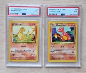 Charmander & Charmeleon 1999 Pokemon Game Base Set PSA 9 Vintage #46 & #24 - Picture 1 of 2