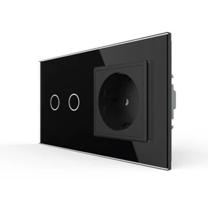 LIVOLO Design Touch Funk Rollladenschalter Steckdose Glasrahmen Schwarz - Bild 1 von 9