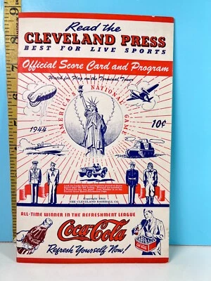 🔥 1944 Cleveland Indians Baseball Program v Stl. Browns Unscored HIGH GRADE!🔥 - Image 1 of 4