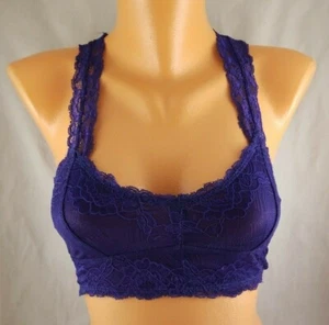 NWT Womens Lacy Racerback Bralette by Flawless Size Medium Blue Cups B C D - Picture 1 of 6
