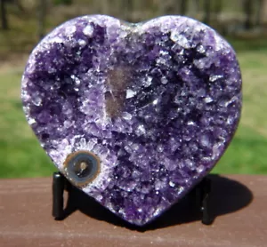 Amethyst Crystal Heart Stone Carving - Picture 1 of 9