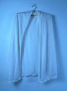 Theory Ashtry C Cardigan Sweater Women's Medium White Linen Blend Open Front - Picture 1 of 10