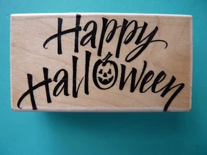 Happy Halloween Greeting HERO ARTS Rubber Stamp - Picture 1 of 2