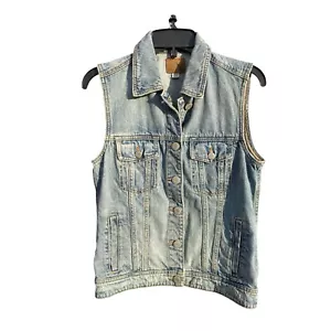 AMERICAN EAGLE Size Small Blue Jean DENIM VEST Button Front Western Women’s - Picture 1 of 4