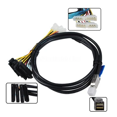 Mini SAS SFF-8644 to 4X SFF-8482 Internal HD Cable with SATA Power 2M/6.6ft - Image 1 of 4