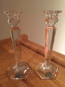 Mikasa Cambridge 042/338 8-1/4" Full Lead Crystal Candlestick Pair ~ NWOB - Picture 1 of 10