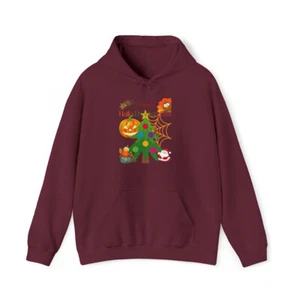 Hoodie Sweatshirt Happy HallowThanksMass Holiday Unisex Heavy Hooded Sweatshirt - Picture 1 of 29