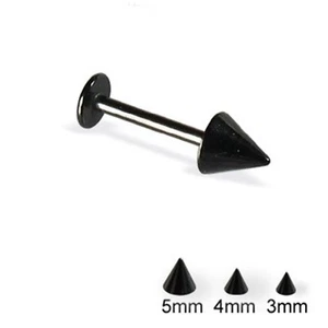 Lip Monroe Stud 16 Gauge 5/16" Spike 3mm Titanium Black IP - Picture 1 of 3