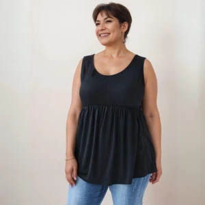 ROCKTHOSECURVES WOMENS LADIES BLACK SLEEVELESS TUNIC TOP PEPLUM PLUS SIZE - Picture 1 of 4