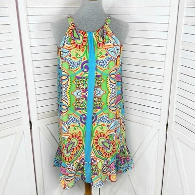 Vestido túnica halter Jade Melody Tam para mujer pequeño estampado floral múltiple con volantes dobladillo Foto 1 de 4