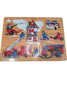 Vintage Feuerwehr Feuerwehr Holzpuzzle - Bild 1 von 3