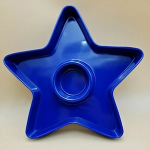 Martha Stewart Collection Star Chip & Dip Plate, Melamine, Blue - Picture 1 of 3