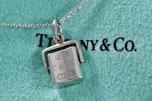 Tiffany & Co. Sterlingsilber 1837 konkav quadratisch drehbar Anhänger 16" Halskette - Bild 1 von 9