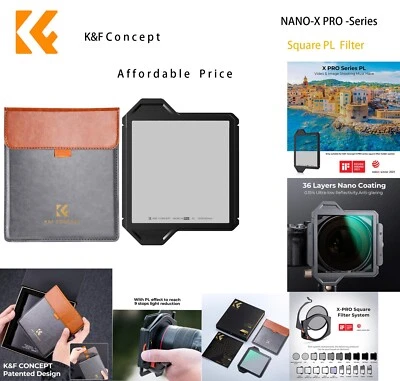 K&F Concept 100*100*2mm Square PL Lens Filter Optical Glass HD Waterproof X-Pro - Image 1 of 4