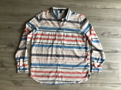 Camisa Blusa GAP Boyfriend Fit Abotonada Para Mujer Talla M Blanca Algodón a Rayas Foto 1 de 4