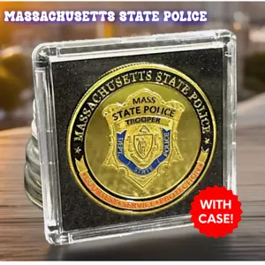 Massachusetts State Police Trooper Challenge Coin 40mm with Case New - Picture 1 of 14