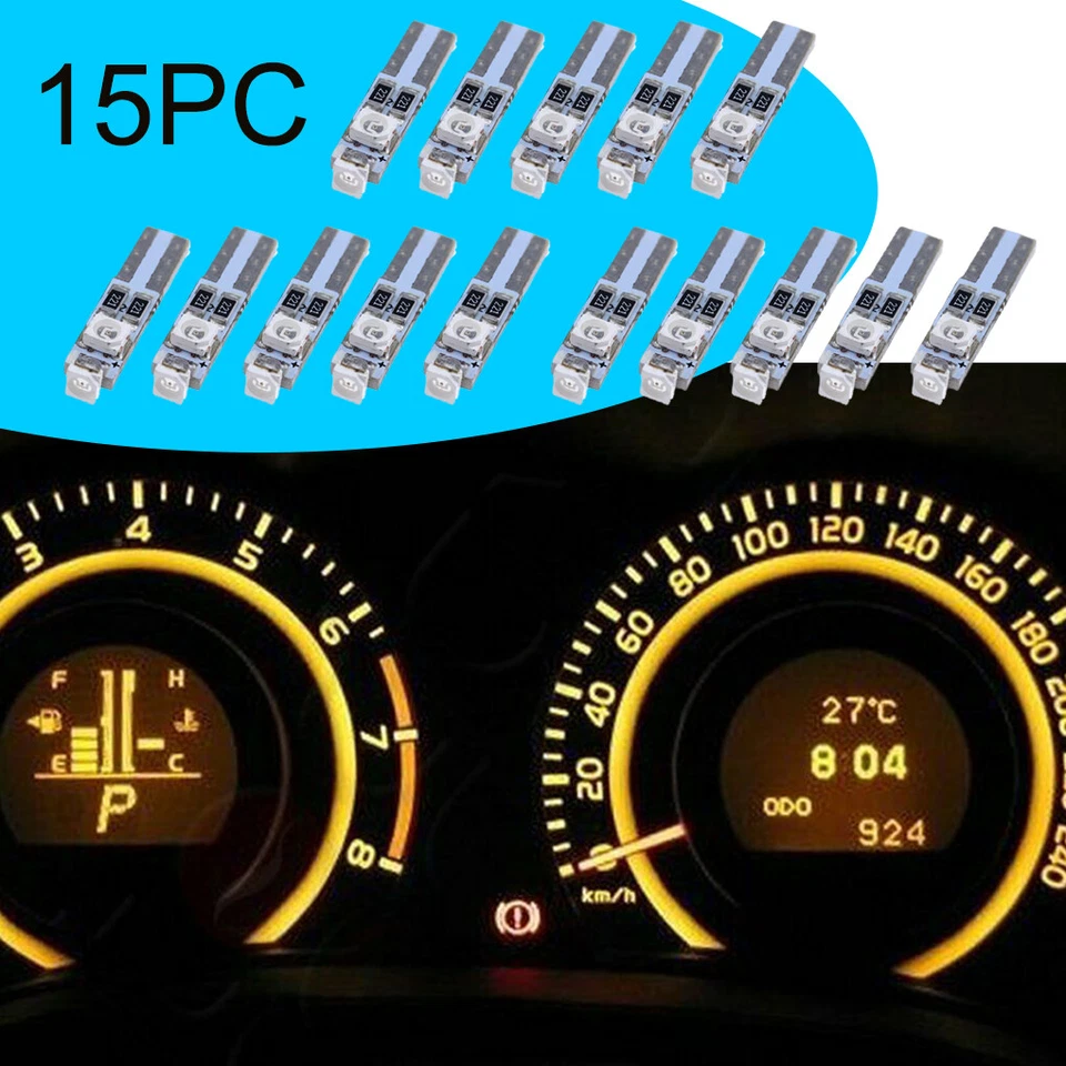 15 piezas T5 74 2721 3SMD Calibre Cluster TABLERO LED LUZ COCHE Ámbar 3000k Color Foto 1 de 4