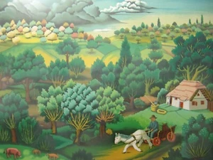 Ivan GENERALIC "Weites Land" Lithographie 1981 signiert gerahmt Naive Malerei - Bild 1 von 4