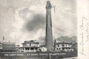 Atlantic City, New Jersey Postcard Light House US Signal Service   PM 1907   N8 - Picture 1 of 2