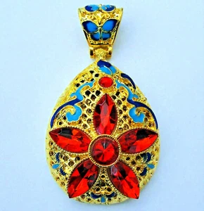 Handmade ZIRCON Water Drop Butterfly STAR Flower Brass CLOISONNE Pendnt Necklace - Picture 1 of 11