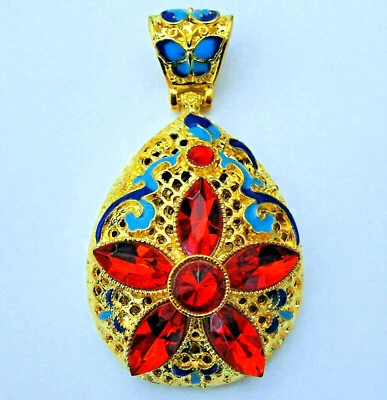 Collar Colgante CLOISONNE Hecho a Mano Circón Gota de Agua Mariposa ESTRELLA Flor Latón Foto 1 de 4