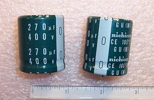 QTY (5) 270uf 400V 105' SNAP-IN ELECTROLYTIC CAPACITORS LGU2G271MHLB NICHICON  - Picture 1 of 5
