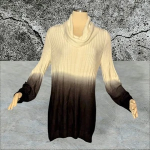 KATE & MALLORY Ivory Gray Black OMBRE Soft Knit Sweater COWL Neck Women's XL - Picture 1 of 9