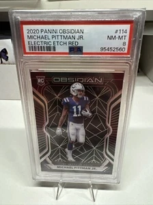 PSA 8 2020 Panini Obsidian #114 Michael Pittman Jr Electric Etch Red 3/10 - Bild 1 von 4