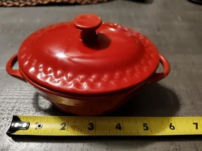 Plato de cerámica ovalado exclusivo Ramekins olla para hornear con tapa rojo mini Foto 1 de 4