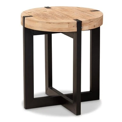 Baxton Studio Horace Brown Finished Wood and Black Finished Metal End Table - Image 1 of 4
