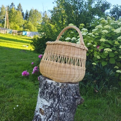 Large Handwoven Foraging Wicker Basket – Rustic Open-Weave Willow Basket - Image 1 of 4