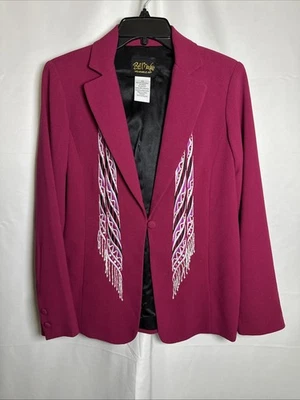 Chaqueta Blazer Bob Mackie Usable Artística Bordada Lentejuelas Forrada Rosa XS #927 Foto 1 de 4