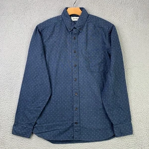 Taylor Stitch Shirt Mens Large 42 Blue Linen Button Down Micro Pattern Casual - Picture 1 of 14