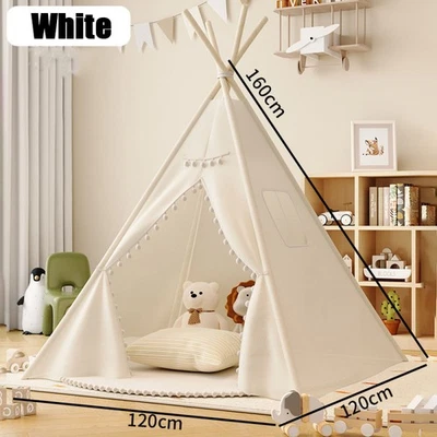 🔥2025 New Large Canvas Kids Teepee Star Wood Indian Tent Child Play House UK - Image 1 of 4