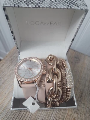 Rocawear Pink Watch Set with 3 Bracelets Pink/Rose Gold Tone - Image 1 of 4