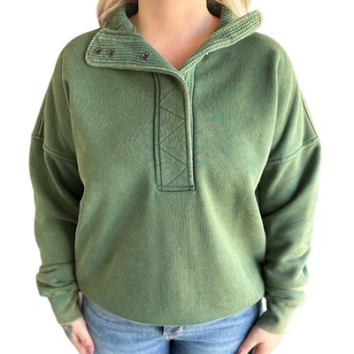 Sudadera Pullover Verde Lavado Mineral Medio Presión -224MS Foto 1 de 3