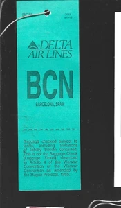 vintage Delta Air Lines Barcelona unused luggage tag - Picture 1 of 1