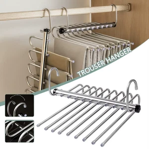 Edelstahl Hosenbügel platzsparend 5/9 Ebenen Schrank Organizer für Jeans, T - Bild 1 von 13
